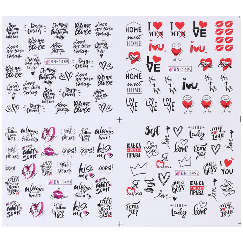 Love & Letter Nail Stickers – Romantic Design