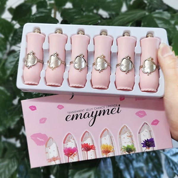 Emaymei Set of 6 Transparent Color-Changing Jelly Lipsticks