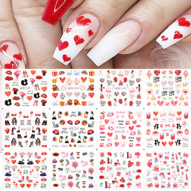Love & Letter Nail Stickers – Romantic Design