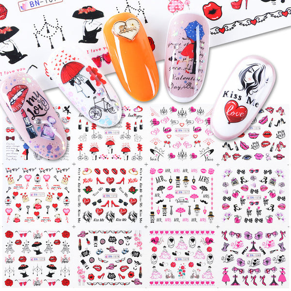 Love & Letter Nail Stickers – Romantic Design