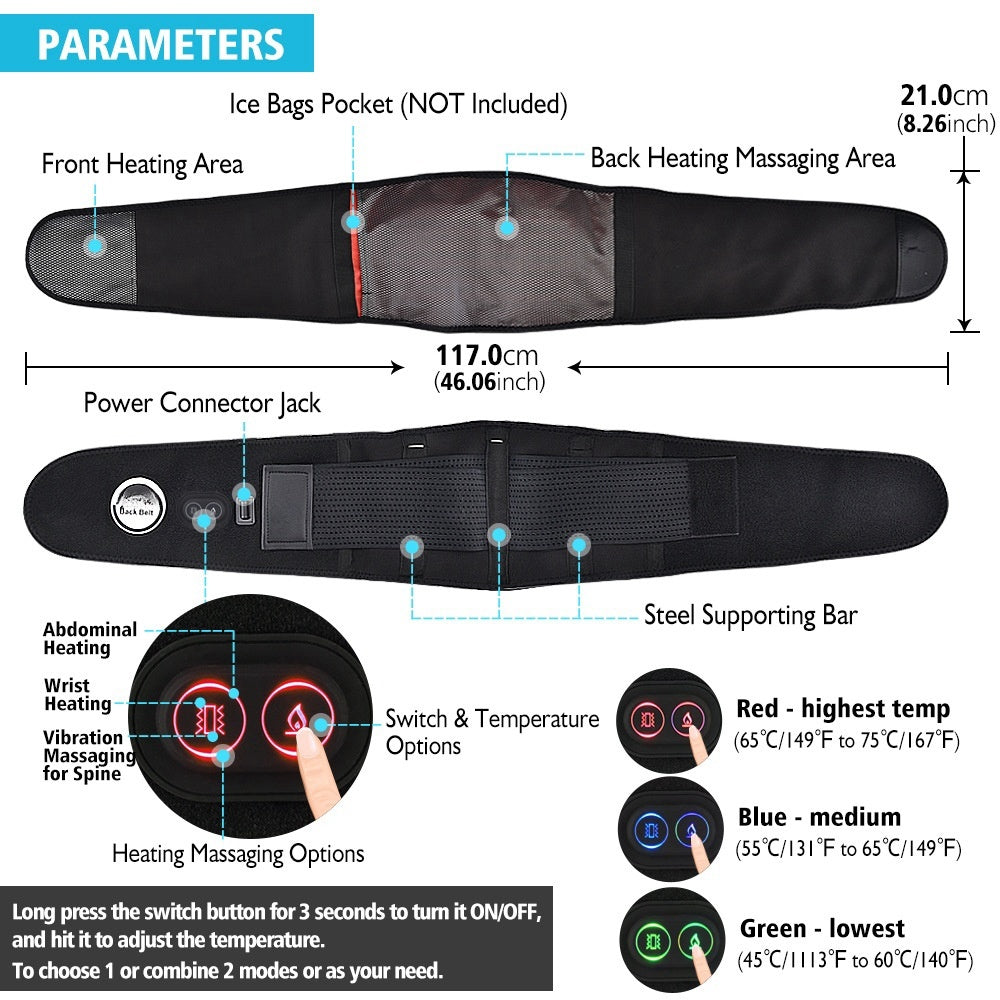 Soothing Red Light Heating Belt – Back Pain Relief & Lumbar Support