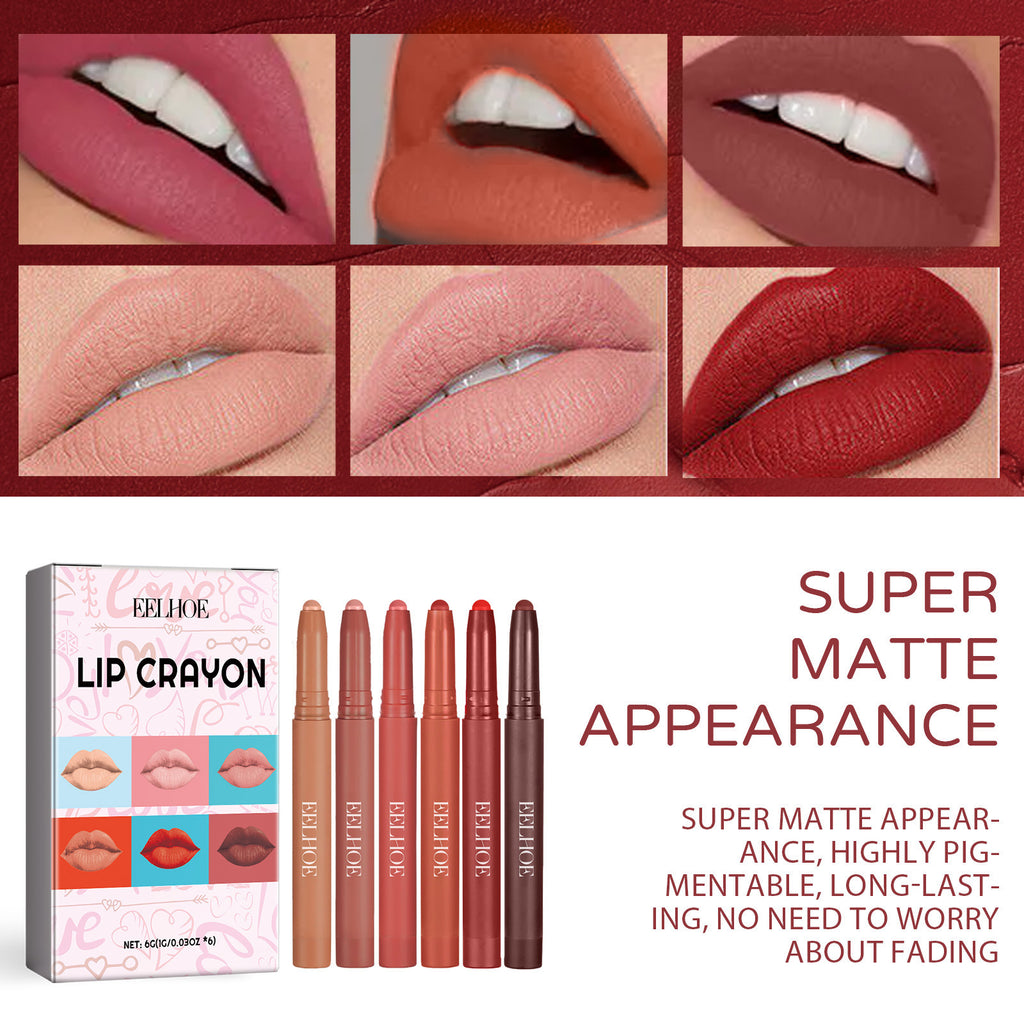 Matte Perfection Lip Crayon Set – 6 Natural Shades for Effortless Elegance