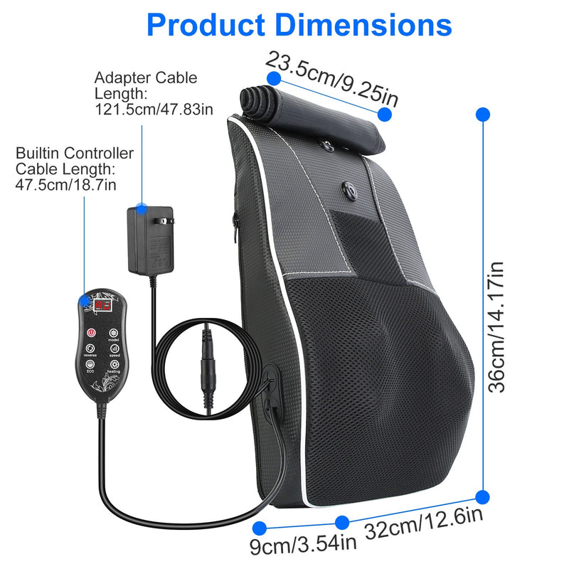 3D Shiatsu Back Massager with Heat – Full Body Relief – Ships Only USA