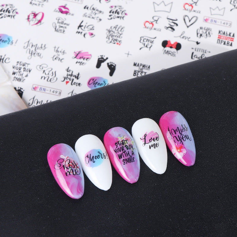 Love & Letter Nail Stickers – Romantic Design