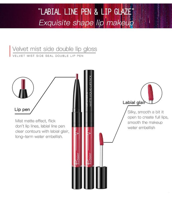 Dual-Action Matte Lip Kit: Liner & Lipstick