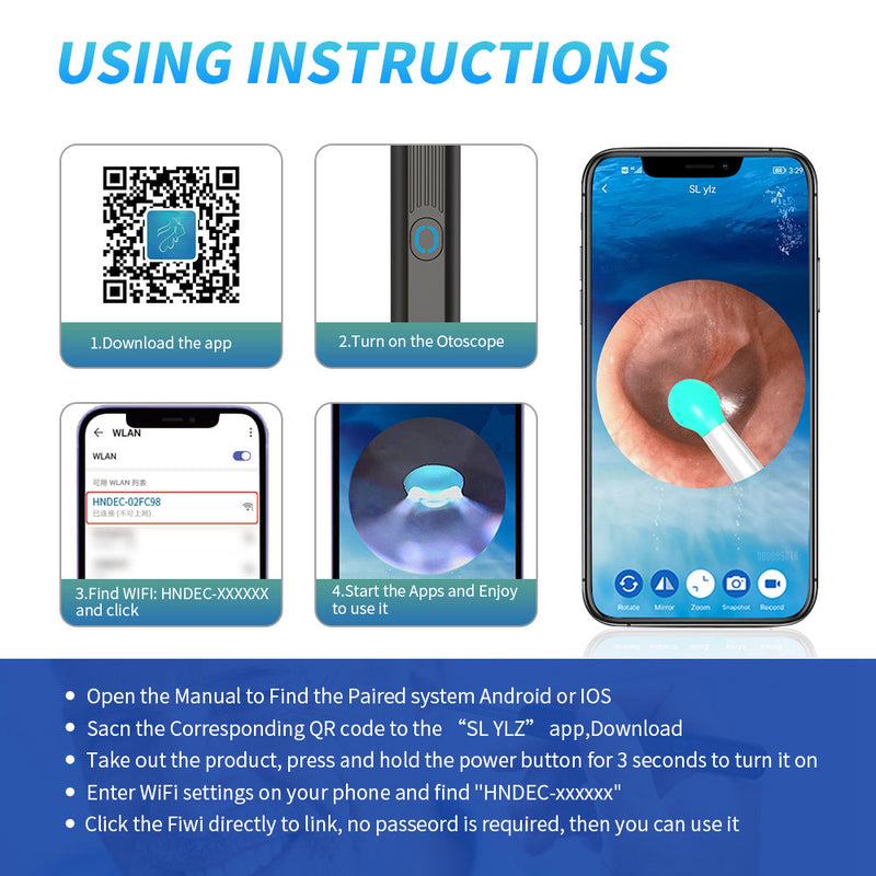 Digital Ear Wax Remover – Wireless LED Otoscope Kit