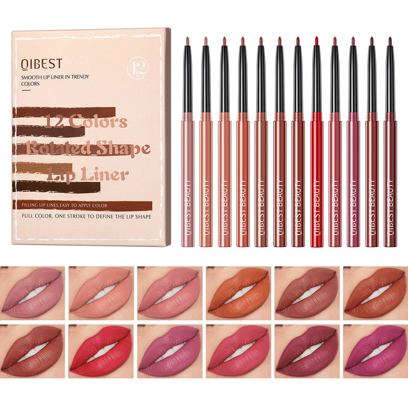 Matte Perfection Lip Liner Set – 12 Waterproof Shades for Flawless Contour