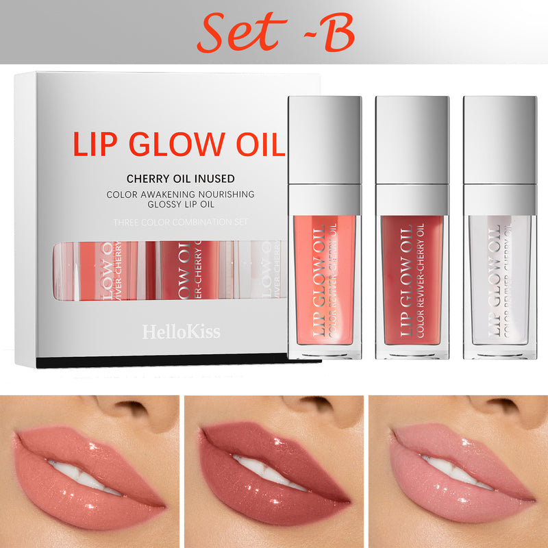 3-Pack Nourishing Lip Glow Oil – No-Stain, Daily Glam