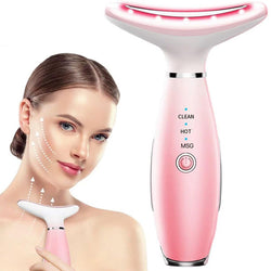 Pink Facial & Neck Massager – LED Beauty Device (Ships Only in USA)