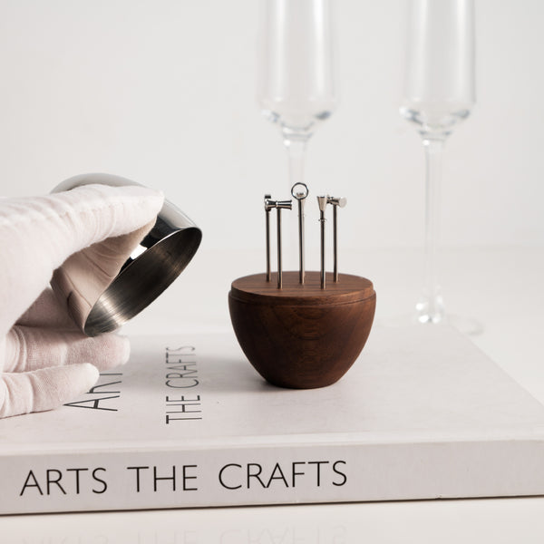 Modern Nordic Creative Walnut Stainless Steel Fruit Toothpick
