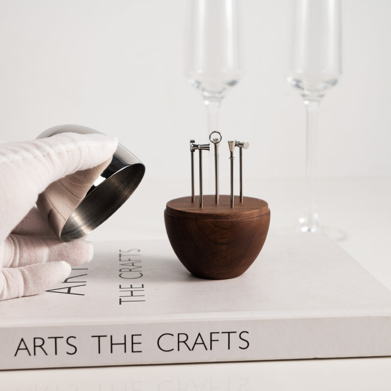 Modern Nordic Creative Walnut Stainless Steel Fruit Toothpick