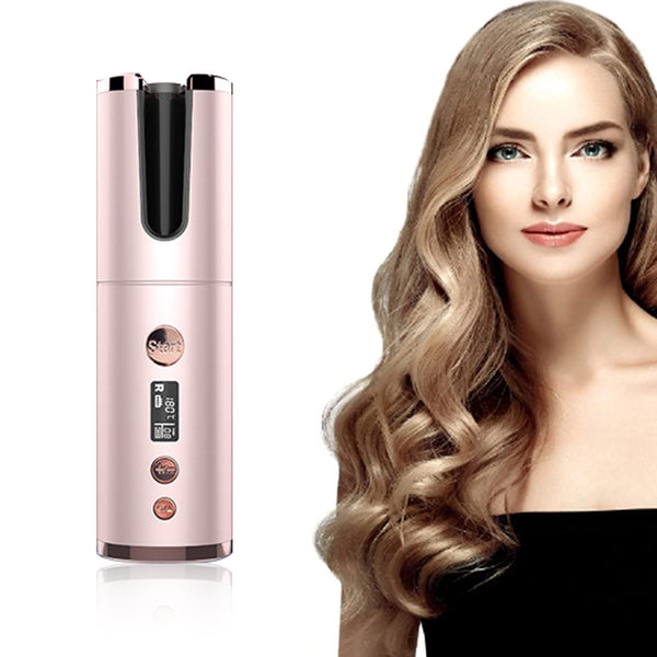 Cordless Automatic Hair Curler – Wireless Rechargeable Ceramic Curling Iron
