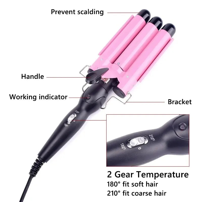 Korean Hair Curler Ripple Three Tube
