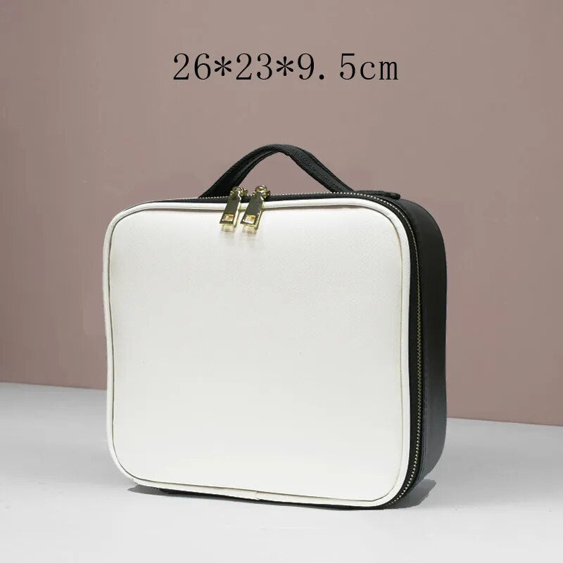 Leather Cosmetic Bag Professional Large Capacity Storage Make up Handbag