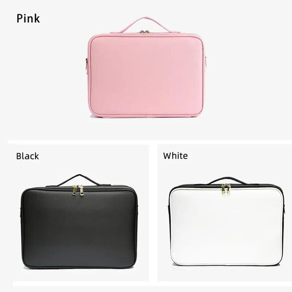 Leather Cosmetic Bag Professional Large Capacity Storage Make up Handbag