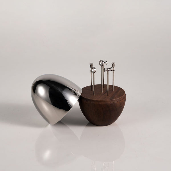 Modern Nordic Creative Walnut Stainless Steel Fruit Toothpick