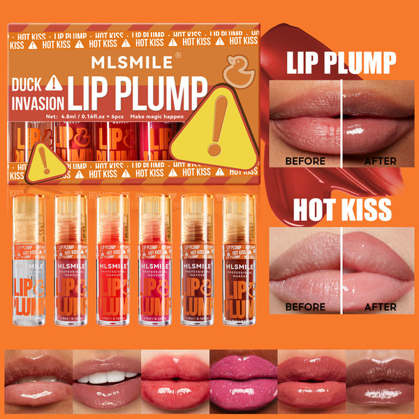 MLSMILE 6-Piece Duckbill Lip Plump Set – Hydrating Liquid Lip Glaze Collection