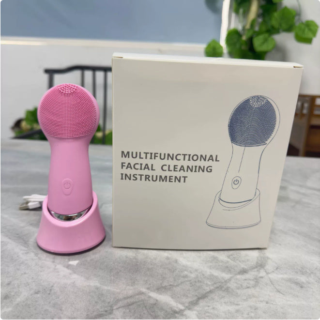 2-in-1 Electric Silicone Facial Brush – Cleansing & Heating