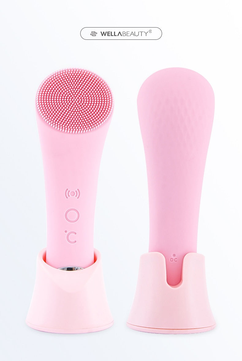 2-in-1 Electric Silicone Facial Brush – Cleansing & Heating