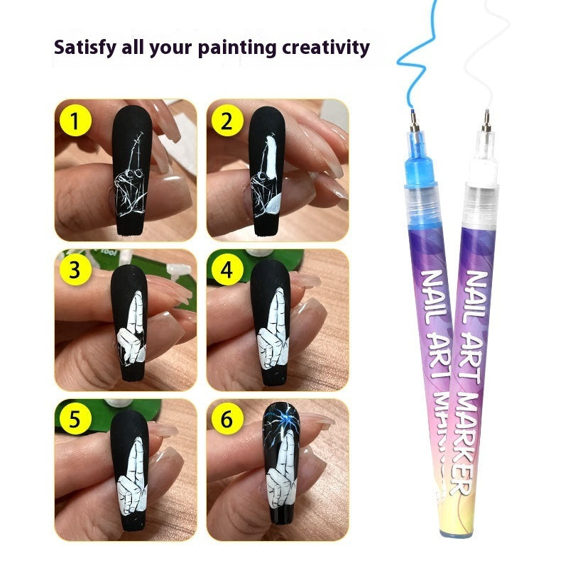 Nail Art Acrylic Paint Pens – 12 Color Set for Professional Nail Design
