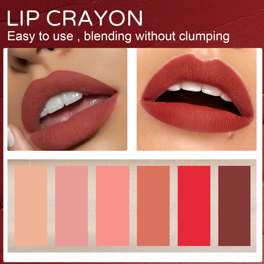 Matte Perfection Lip Crayon Set – 6 Natural Shades for Effortless Elegance